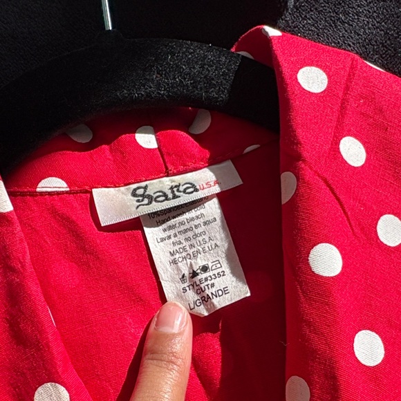 Sara Vibrant Red A-Line Skirt with Dots - Picture 8 of 10